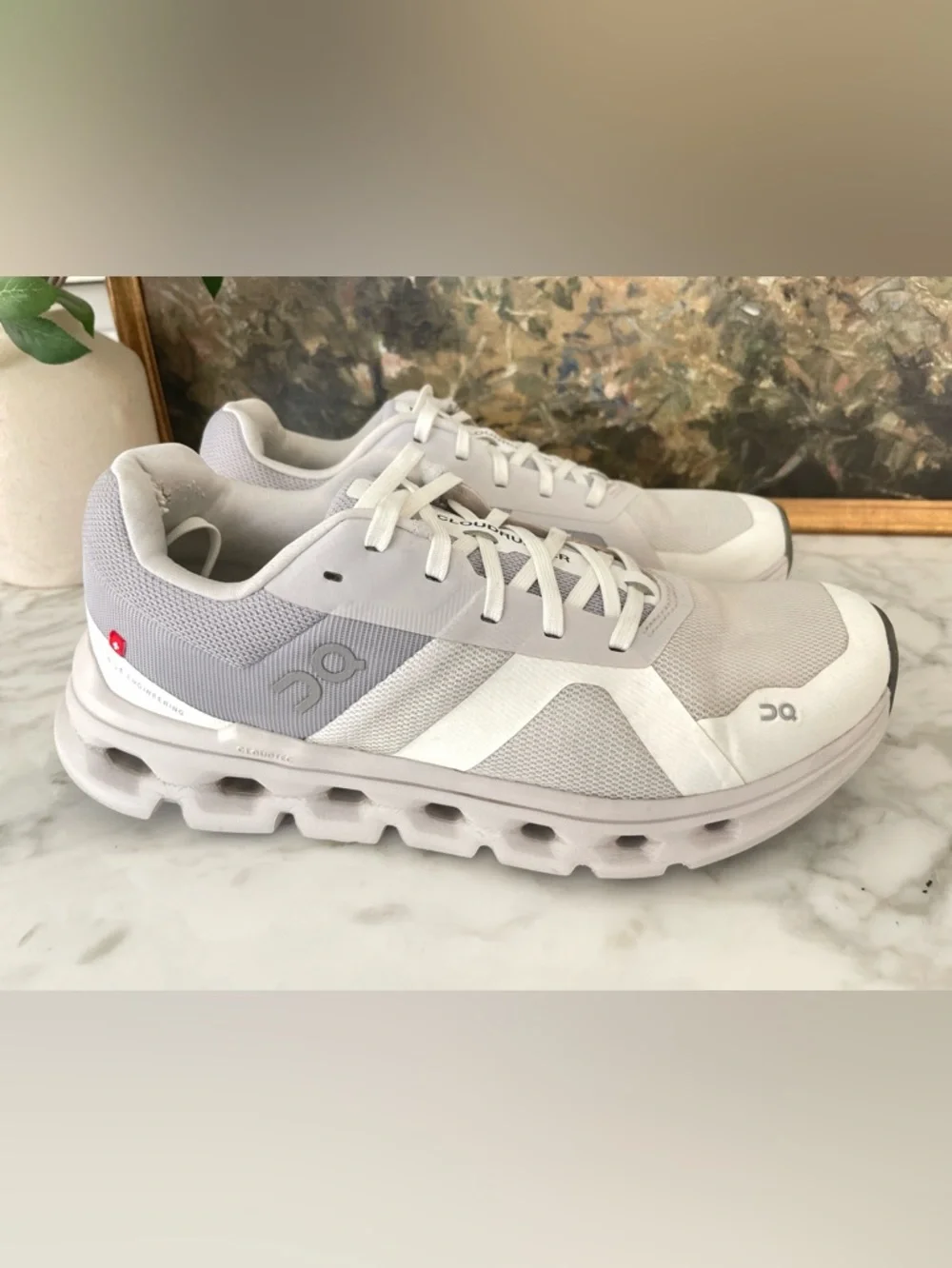 On Cloudrunner Running Shoes Womens Size 8 White & Gray Comfort Walking - Picture 2 of 8